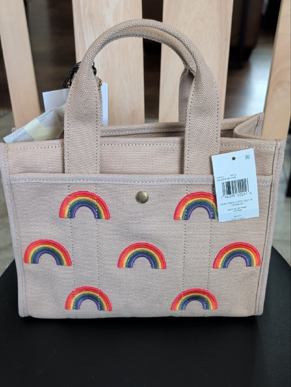 Coach Pride Rainbow Embroidered Canvas Cargo Tote Crossbody 26 NWT - Picture 3 of 10
